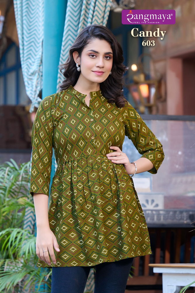 Candy 6 By Rangmaya Printed Rayon Wester Short Top Wholesale Shop In Surat
